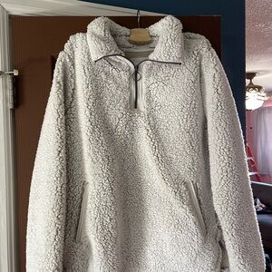 White Sherpa Pullover Sweater